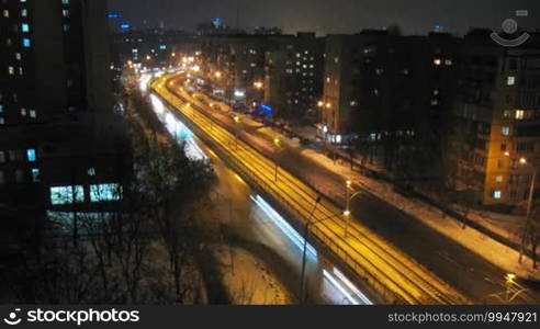 Timelapse of night traffic in Kiev
