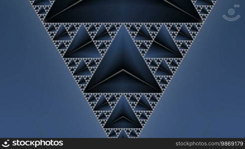 Triangles and rays of light are slowly moved on a gray background