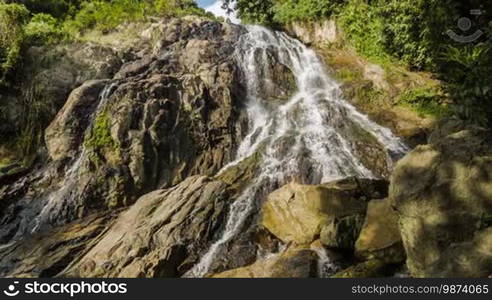 Tropical jungles waterfall in rocks