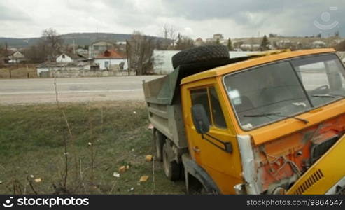 Truck accident on the road