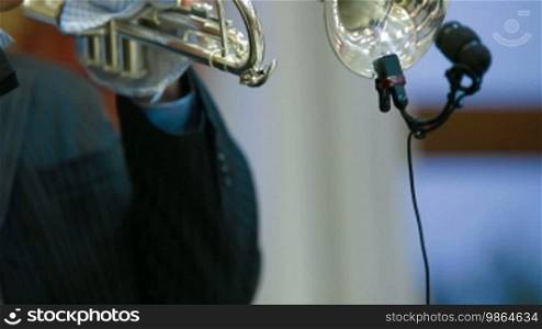 Trumpeter musician, closeup