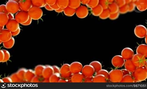 Two Tomato Cherry flowers with slow motion. Alpha is included