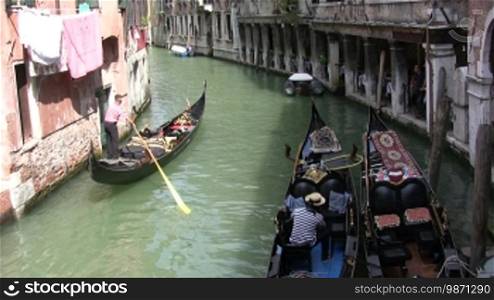 View of a canal with gondola in Venice