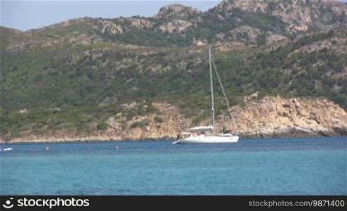 View of sailboat in the sea of Sardinia