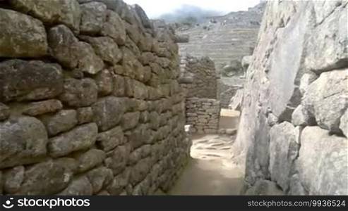 View of the ancient Inca City of Machu Picchu. The 15th century Inca site "Lost city of the Incas". Ruins of the Machu Picchu sanctuary. UNESCO World Heritage site