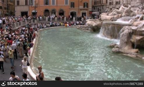 View of the old town in Rome with Trevi Fountain