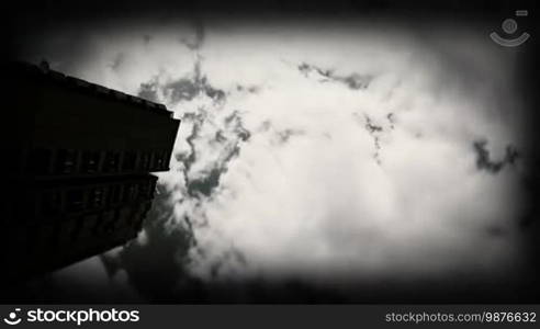 Vintage Film Look Of Clouds Time lapse Over The Building