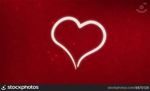 Weißer Umriss von einem Herz auf roten Hintergrund