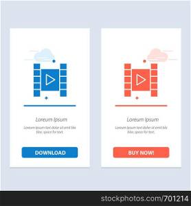 Video, Play, Film Blue and Red Download and Buy Now web Widget Card Template