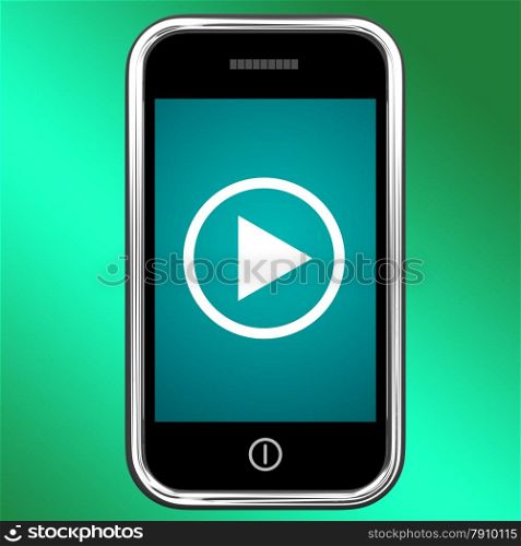Video Play Sign On Mobile For Playing Media On Phone. Video Play Sign On A Mobile Phone For Playing Media On Phone