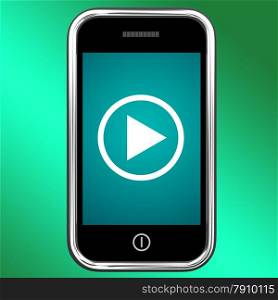 Video Play Sign On Mobile For Playing Media On Phone. Video Play Sign On A Mobile Phone For Playing Media On Phone