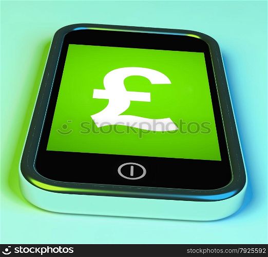Video Play Sign On Mobile Phone For Playing Media. Pound Sign On Phone Showing British Money Gbp