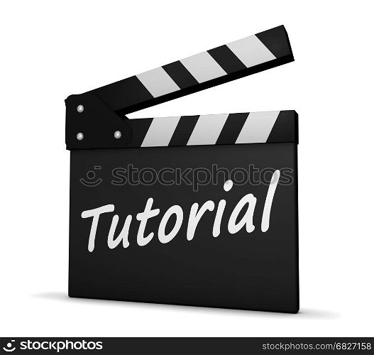 Video tutorial icon 3d illustration concept with sign and word on a clapperboard.