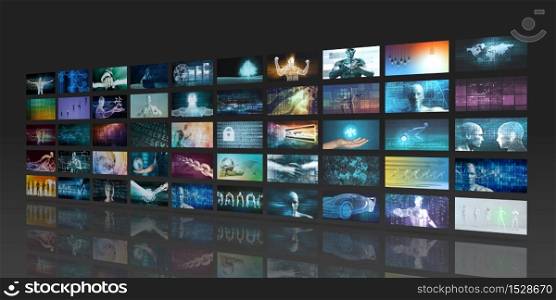 Video Wall Background as a Futuristic Concept for Entertainment. Video Wall Background