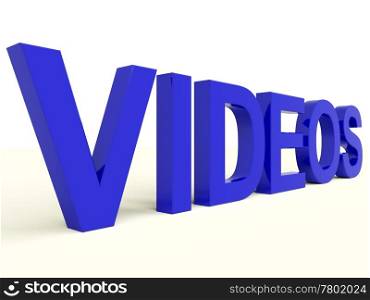 Videos Word In Blue Showing Dvd Or Multimedia. Videos Letters In Blue Showing Dvd Or Multimedia