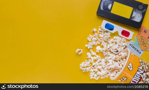 videotape with popcorns