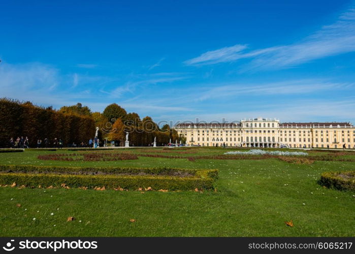 Vienna - OCTOBER 14: Schonbrunn Palace on October 14 in Vienna, Austria. Schonbrunn Palace building is one of the most popular tourist attractions in Vienna