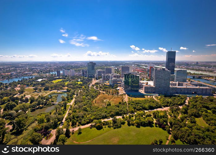 Vienna skyline and cityscape aerial panoramic view, capital of Austria