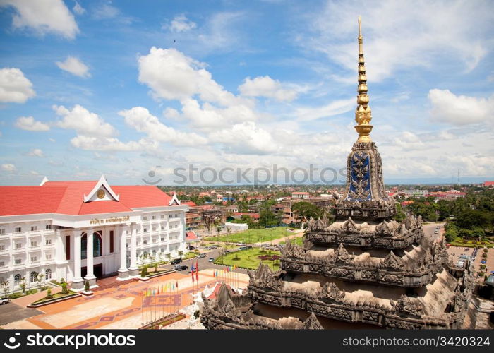 Vientiane, capital of Laos. Beautiful View from Patuxay monument.