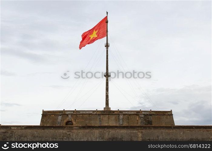 Vietnam flag on flag pole in Hue Citadel