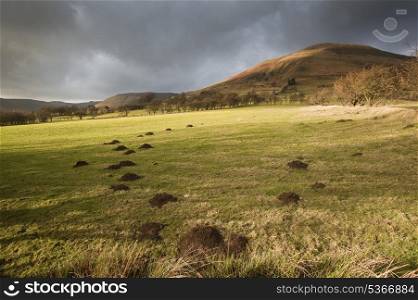 View across foothills of Kinder Scout in Peak District National Park