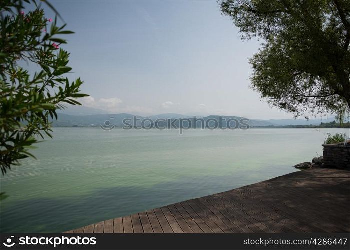View across lake at Ioannina, Northern Greece