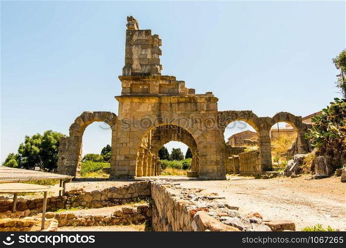 view ancient roman city of Tindarys, Sicily