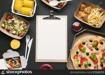 view arrangement with food clipboard