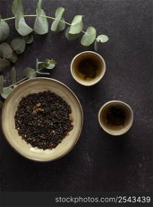 view arrangement with tea herbs