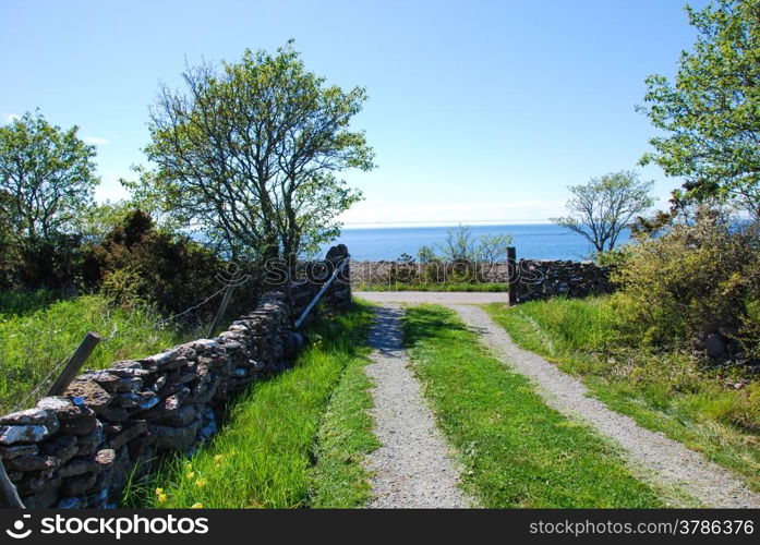 View at a gateway by the coast at the swedish island oland.