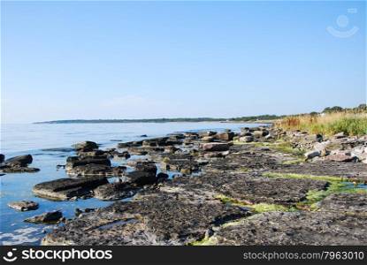View at a rocky coast at the swedish island Oland in the Baltic Sea
