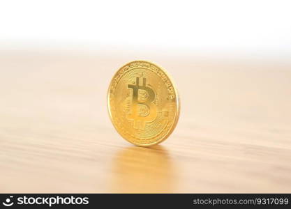 View at bitcoin gold coin, cryptocurrency concept