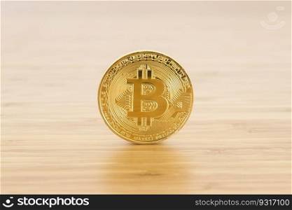 View at bitcoin gold coin, cryptocurrency concept