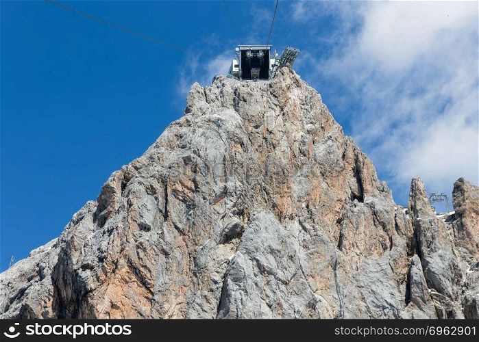 View at Dachstein mountain station of cable car in Austrian Alps
