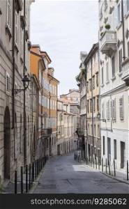 View at narrow street in Trieste, Italy
