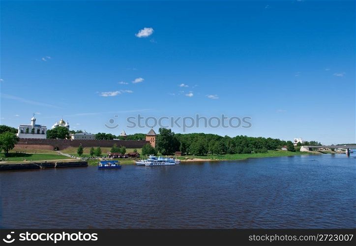 View at river Volkhov in Veliky Novgorod.Russia,