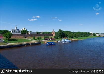 View at river Volkhov in Veliky Novgorod.Russia,
