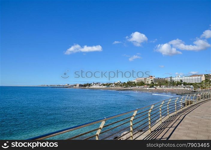 View at the beach by the Atlandic coast at San Augustin at the Canary Islands in Spain