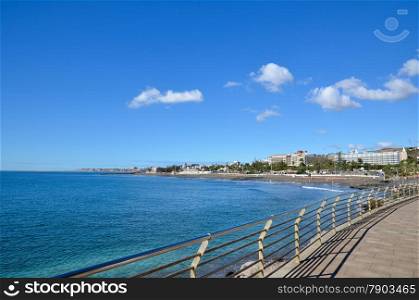 View at the beach by the Atlandic coast at San Augustin at the Canary Islands in Spain