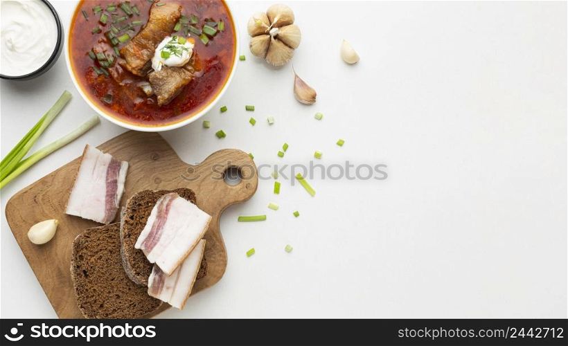 view delicious food assortment with copy space
