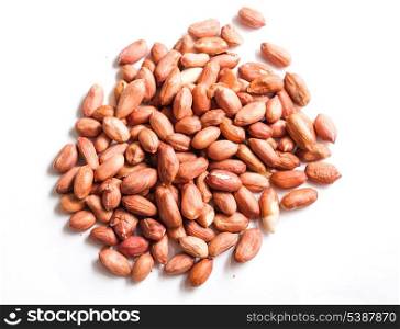 view from above of a peanuts on white