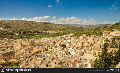 view from above of a typical Sicilian town