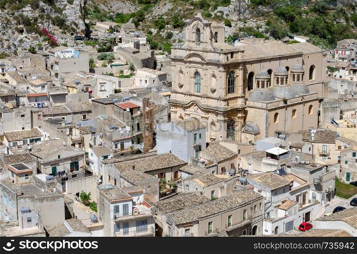 view from above of a typical Sicilian town
