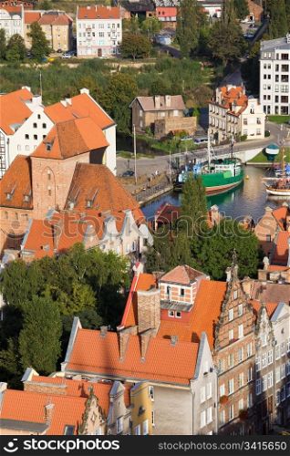 View from above over the city of Gdansk in Poland