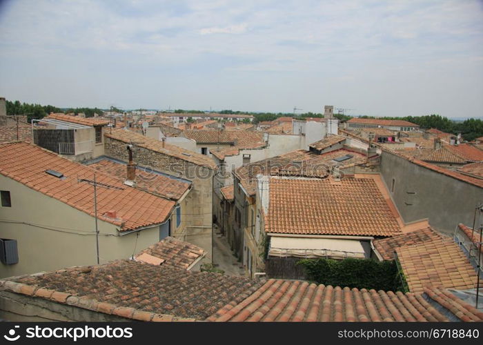 View from above, rooftops in Arles, France