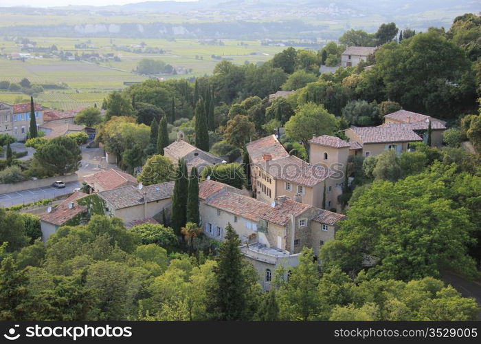 View from above, the village of Seguret, Provence