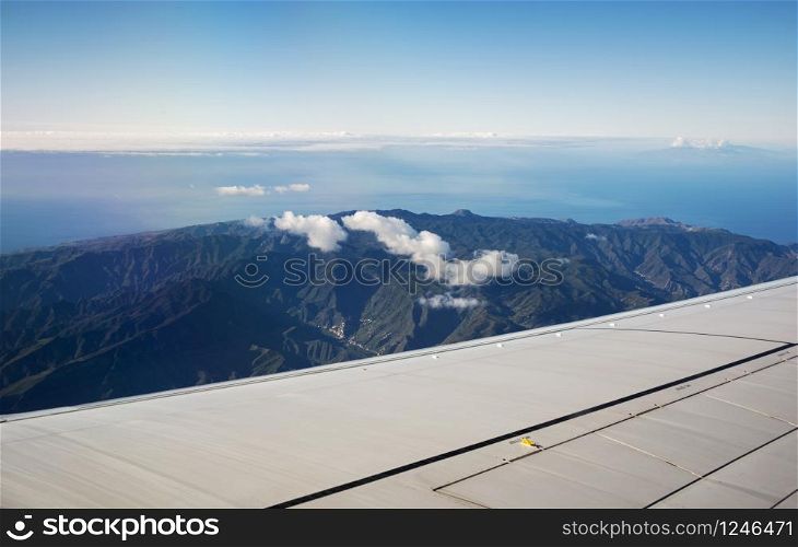 view from airplane window at Gomera