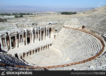 View from ancient theater in Hyerapolis, Turkey