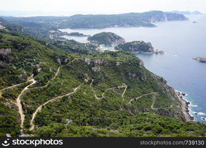 View from Angelokastro fortress on the west coast of Corfu island, Greece