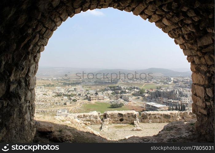 View from arc of castle Masyaf in Syria